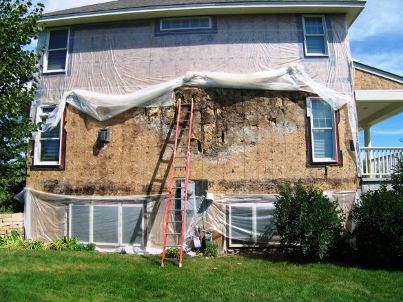 عرض المنزل جدار الإطار بعد تفكيك انحياز. مينيسوتا، الولايات المتحدة الأمريكية.